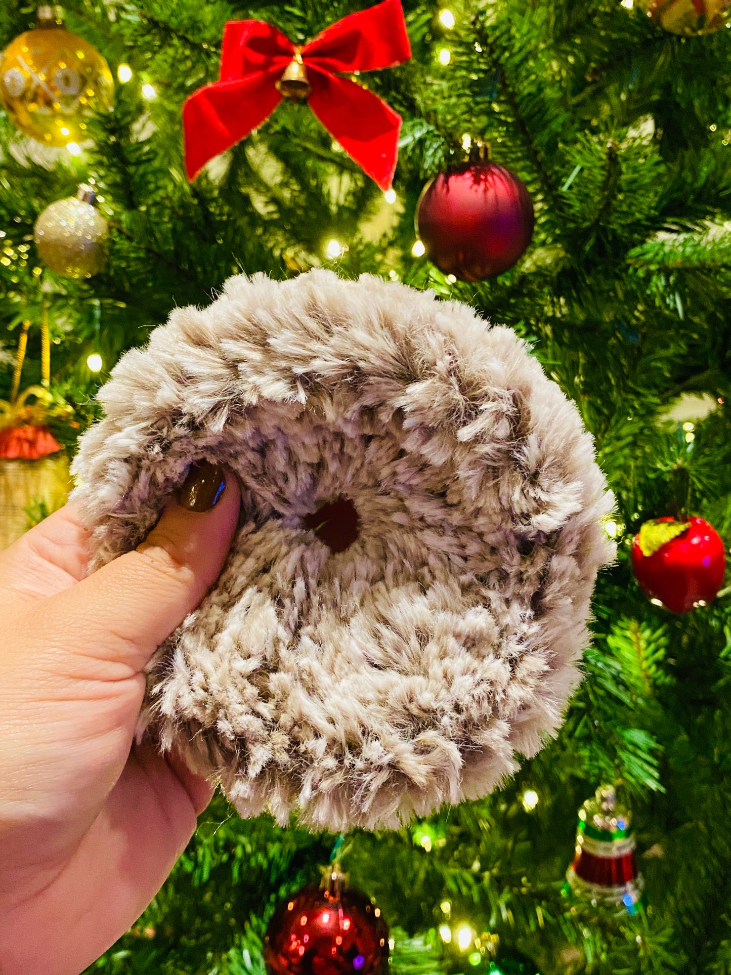 Grey Fur Scrunchie