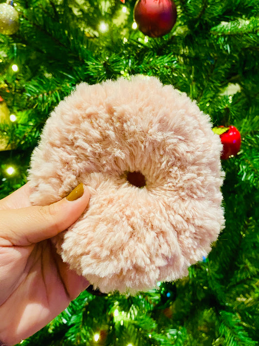 Pink Fur Scrunchie