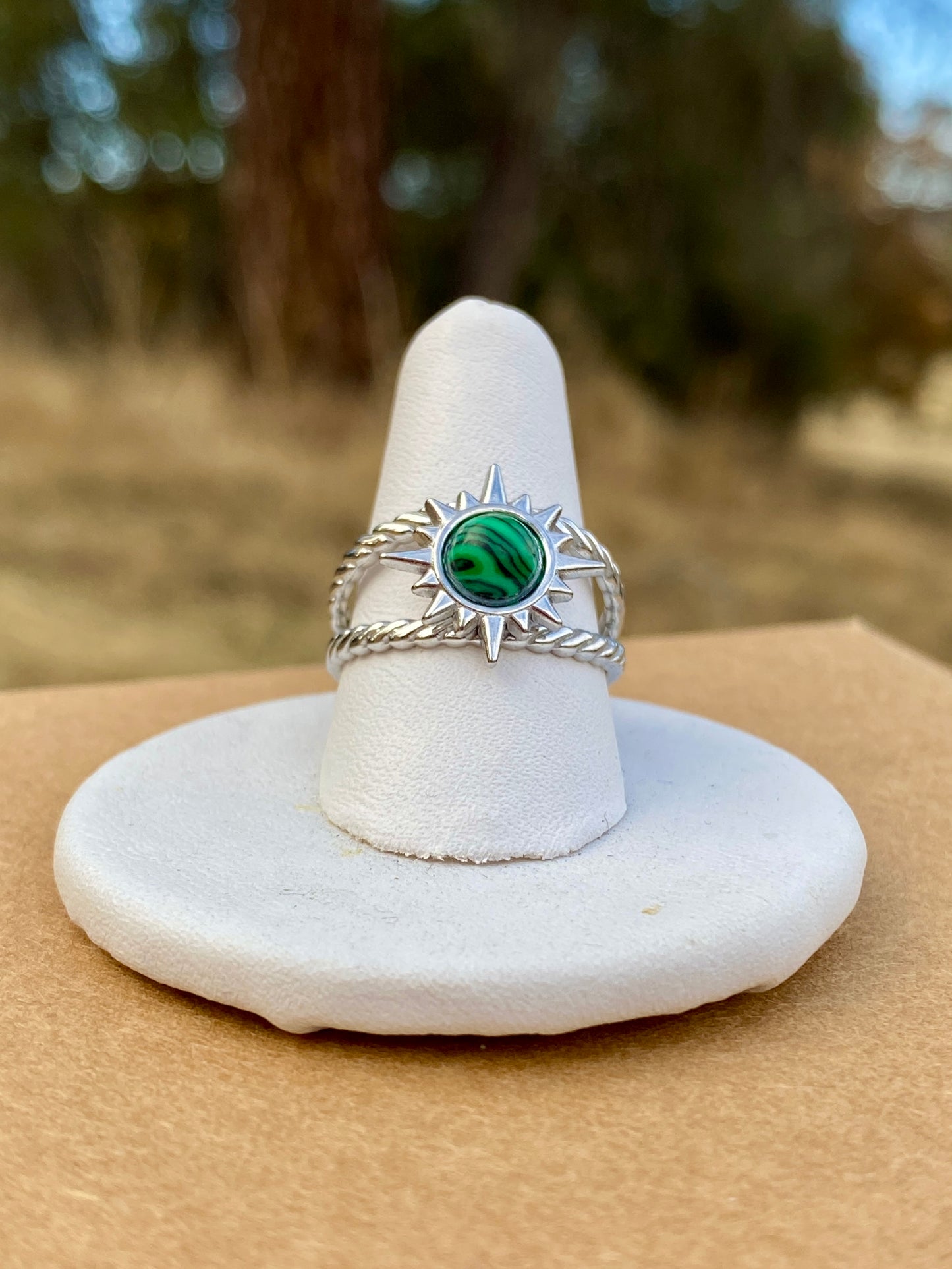 Synthetic Malachite Star Ring