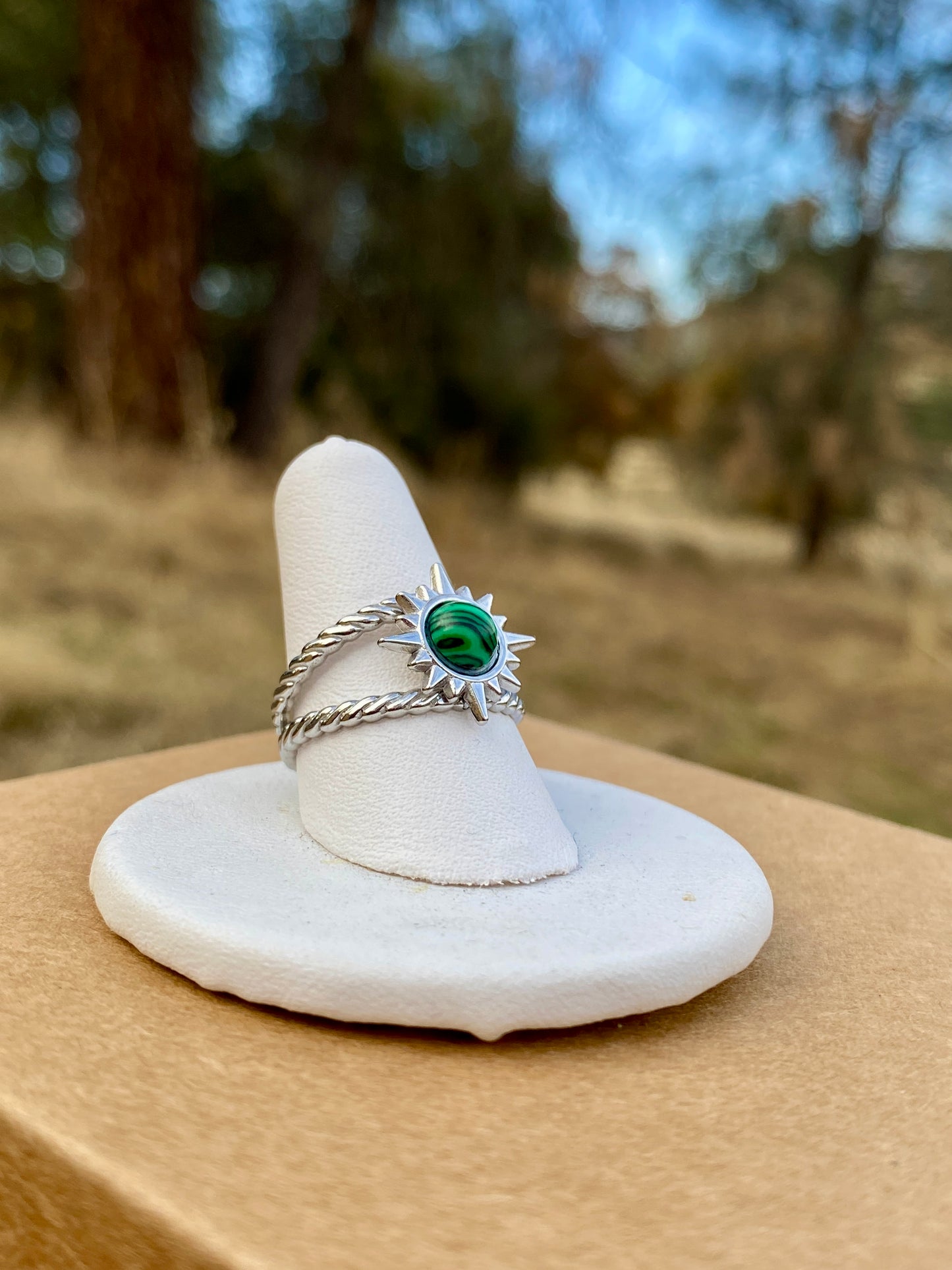 Synthetic Malachite Star Ring